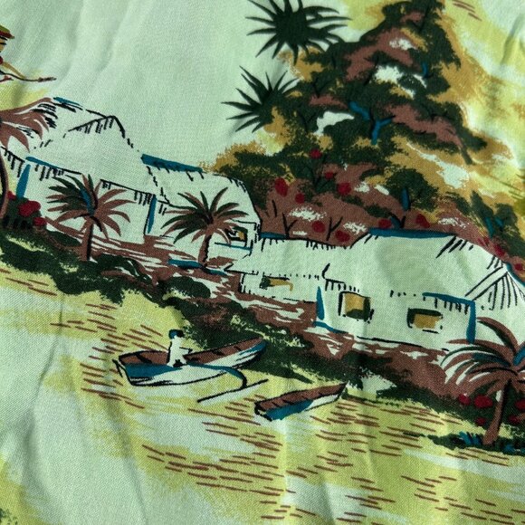 Holly Lane Shirt Hawaiian Size Large Hula Girls Sleeveless Tropical Palm Trees - Picture 6 of 8